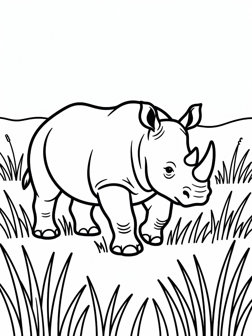 Rhino in the tall grass