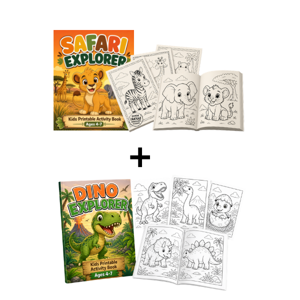 Dino Explorer activity book cover with bonus dinosaur coloring pages